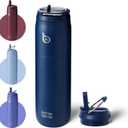 BOTTLE BOTTLE Stainless Steel Water Bottle with Straw and Lid 32 oz Vacuum Insulated Cup Stay Cold for 24 Hrs Hot for 12 Hrs, Leak-Proof Wide Mouth Water Bottles for Men,indigo blue