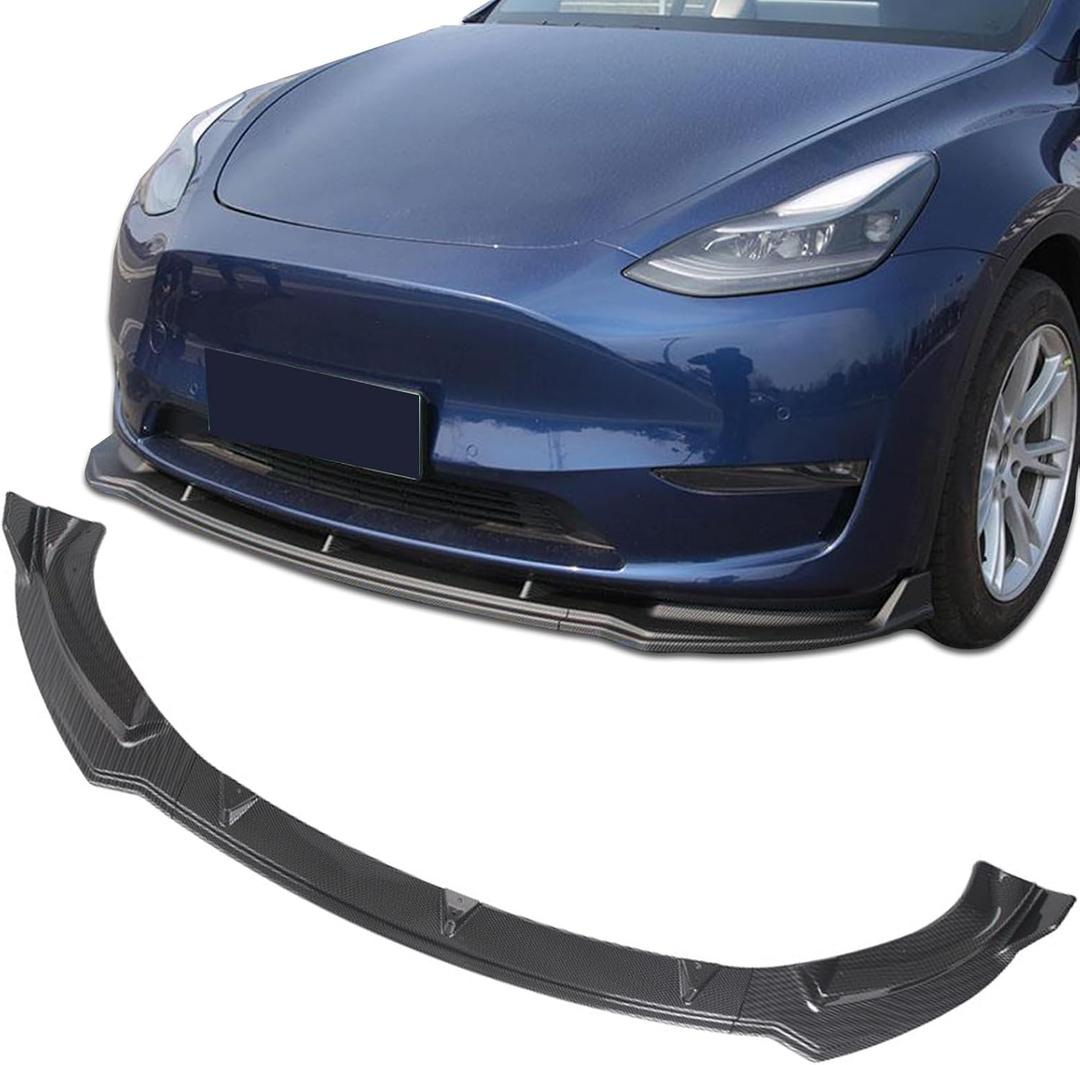 Fit Tesla Model Y Front Bumper Lip Kit Front Spoiler Wing Matte Carbon Fiber Splitter Trim Model Y Accessories 2017-2023 2024