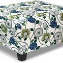 Ottoman Cover Rectangle Printed,Stretch Slipcover for Rectangular Footstool,Soft Fabric with Non-Slip Elastic Bottom,Decorative Furniture Protector for Living Room,Large,Flower C (L Length:35-46",Width:24-28",Height:15-18")