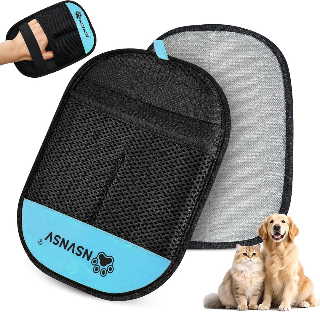NSVNSV Pet Hair Removal Glove for Dog and Cat, Reusable Pet Hair Remover, Magic Brush Pet Hair Removal Tool, Pet Grooming Gloves for Couch, Clothing, Carpet, Furniture, Car Seats, Blue, 1pcs