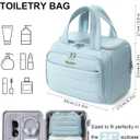 Bagstellar Travel Toiletry Bag for Women, Lightweight Large Quilted Puffy Makeup Bag Wide-open Make up Organizer Cloud Cosmetic Bag w/Handle for Traveling Toiletries Essentials Accessories Light Blue (EXP 09/23/33)