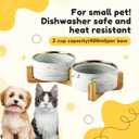 Ceramic Dog and Cat Bowl with Stand, Modern Stone-Effect Ceramic Dog Bowls with Bamboo Stand Non-Slip for Small Medium Dogs, Modern Marble Design, Dishwasher/Microwave Safe (Pink)