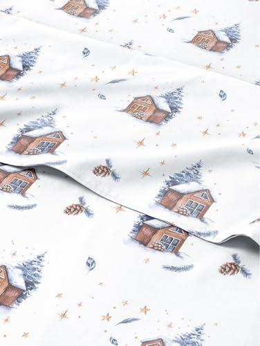 Twin Christmas Home Sheet Set - Holiday Xmas Pattern Bedding Set - Deep Pockets - Snug Fit - 3 Piece - Wrinkle Free & Easy Care - Comfy Festive Winter - Holiday Sheets for Women, Men, Kids and Teens