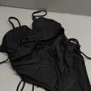 Viottiset Women's Cut Out Drawstring One Piece Swimsuit Cheeky High Cut Bathing Suit, Black,M