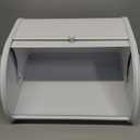 Modern Metal White Bread Box for Kitchen Countertop for Homemade Loaf Sourdough, Roll Top Breadbox for Kitchen Countertop Storage Container Bin, Farmhouse Stainless Steel Bread Keeper for Counters