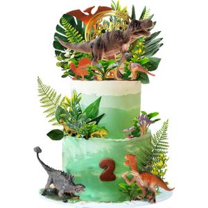 Dinosaur Cake Toppers Artificial Plants Grass Cake Decorations for Dinosaur Theme Jungle Birthday Supplies (Style 2)