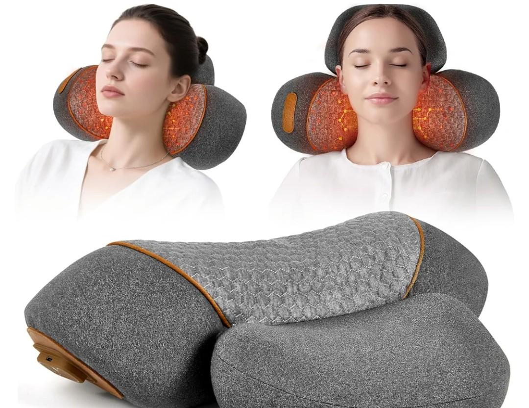 Upgraded Neck Massager Pillow, 3-in-1 Neck Massager, Traction Massage with Heat, Neck Pillow for Shoulder Pain, Deep Tissue Pain Relief,Rechargeable TheraPillow