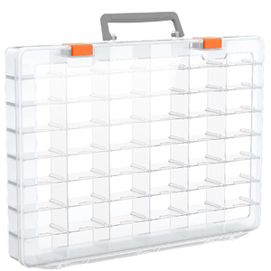 Bluedale 48 Grids Large Plastic Organizer Box with Adjustable Dividers, Beads Storage Containers Compartment Tackle Box Case for Crafts Hobby Small Parts Fishing Seeds Jewelry (Transparent) Pack of 3