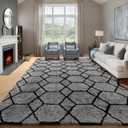 ONASAR Rugs for Living Room, Fluffy Soft 5x8 Grey and Black Geometric Area Rug for Bedroom, Shaggy Fuzzy Plush Moroccan Floor Carpet for Kids Boys Girls Teen Nursery Dorm Office Home Decor Aesthetic