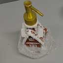 Potchen Gingerbread House Soap Dispenser Christmas Liquid Pump Ceramic Bath Accessories Bathroom Decor Holiday Collection Gingerbread House Shaped Festive Touch for Countertop