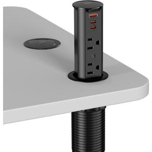 2 Inch Pop Up Outlet for Countertop,Power Grommet 2-inch Desk Wire Hole Insert,20W USB C,2 Outlets,2 USB C/1 USB A,Recessed Outlet,Desk Charging Station (Black, 6 FT Cable)