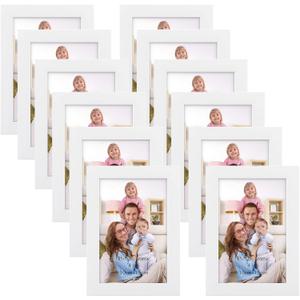 Giftgarden White 4x6 Picture Frame Pack of 12, Multi White Woodgrain 4 by 6 Photo Frames Bulk for Wall or Tabletop Display