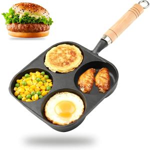 4 hole egg pan，cast iron egg pan，egg poacher pan nonstick 4 eggs，omelette pan Suitable for making breakfast/frying eggs/frying bread