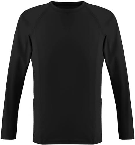JUMPCCOKO Boys Swim Shirt Rash Guard for Boys UPF 50+ Long Sleeve Girls Kids UV Sun Protection Athletic Fishing Shirt Black, 120, M