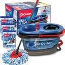 O-Cedar EasyWring RinseClean Microfiber Spin Mop & Bucket Floor Cleaning System with 3 Extra Refills, Plastic, Grey