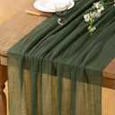 Olive Green Cheesecloth Table Runner 4 Pack Fall Thanksgiving Table Runners 120 inches Boho Gauze Olive Cheese Cloths for Rustic Wedding Bridal Baby Shower Decor Party Fall Table Centerpiece