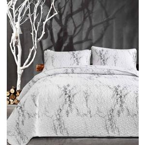 Nanko King Size Quilt Set, White and Grey Black Marble Bedspreads, Soft Lightweight Coverlet Bed Spreads, Modern Farmhouse Thin Quilted Comforter Gray Bedding Sets for Women Men, 104 x 90 inch 3 Pcs