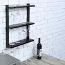 MyGift Wall Mounted Wine Glass Rack, Black Wood Stemware Holder for 12, Medium