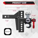 TYT Adjustable Tri-Ball Trailer Hitch for 2 inch Receiver, 4.5" Drop/Rise, Triple Balls (1-7/8", 2", 2-5/16") with Tow Hook & Shackle, 10,000 lbs GTW, 1,000 lbs TW, Pin Lock & Hitch Tightener