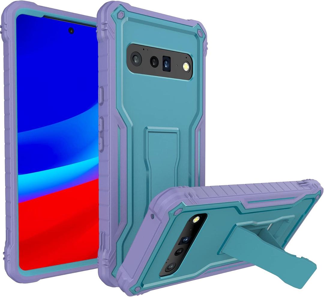 DUOPAL for Google Pixel 6 Pro Case, Military Grade Protection Shockproof Case Built-in Kickstand Compatible with Google 6 Pro Phone 6.71 inch (Blue)