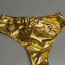 Women's Metallic Thong Rave Bottoms High Waisted Cheeky Festival Shorts for Dancing (Medium, Gold)