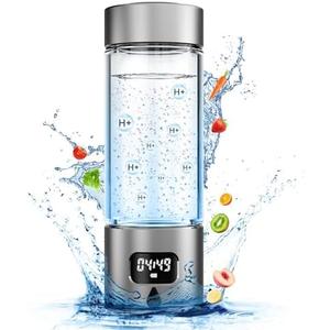 Asgool Hydrogen Water Bottle - Portable, Rechargeable, LED Timer, Aluminum and Glass, 5000 PPB Hydrogen in 10 Minutes, for Husband, Father, Friend & Family, for Sports, Home, Office