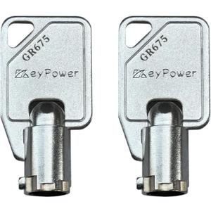 KeyPower Keys (2) GR675 Tubular Key for Greenwald Commercial Washer Door/Service Panel/Coin Washing Machine, Compatible with Maytag Whirlpool HPC Speed Queen ESD Lock