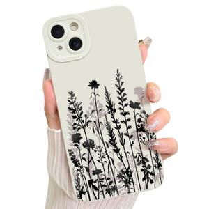 LSL Case for iPhone 15 Plus Black Floral Pattern Print Design