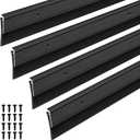 FoldTier 4 Pcs All-Season Door Sweep for Bottom of Door Exterior and Interior, Aluminum Alloy and Rubber, Commercial Weather Stripping Draft Stopper for Threshold Seal (1-3/4 x 36 Inch,Black)