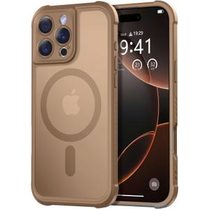 Thomo Magnetic for iPhone 16 Pro Max Case, [Full Camera Protection] [Compatible with Magsafe] Military-Grade Shockproof, Anti-Fingerprint Translucent Matte Phone Case,Brown