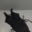 Tempt Me Women Black Sexy Lace Up One Piece Swimsuit Deep Plunge V Neck High Cut Bathing Suits M (Black)