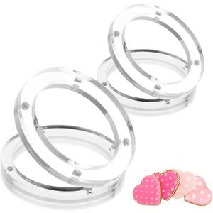 2 Pcs Acrylic Cookie Stencil Holder Round, Magnetic Cookie Stencil Frame for Royal Icing Sugar Cookie Stenciling Airbrushing, Acrylic Cooking Decorating Tool, Stencils Helper