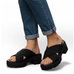 SM NEW YORK HALSEY SANDALS, BLACK, WOMENS SIZE 10