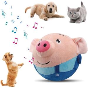 Interactive Dog Toys,Active Moving Pet Plush Toy,2026 New shaking dog ball pig dog toy Interactive Dog Ball with song Squeaky Moving Dog Ball Toy,Rechargeable Toys to Keep Them Busy Dog Toys(Blue Pig)