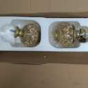 1 Inch Gold Curtain Rods for Windows 72 to 144 Inches (6 to 12 ft), USFOOK Telescoping Single Drapery Rod, Decorative Curtain Rod with Luxury Translucent Finials (72-144", Luxury Gold)