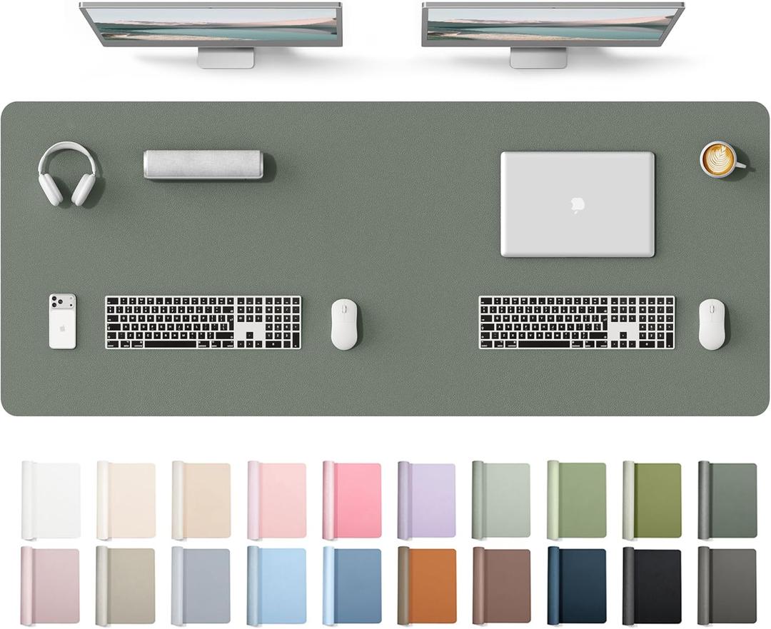 YSAGi Leather Desk Protector, Office Mat, Large Mouse Mat, Non-Slip PU Leather Blotter, Laptop Desk Mat, Waterproof Writing Pad for Office and Home(Dark Green, 63" x 24")