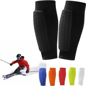 Shin Defender Shin Guards Kids, Soccer Shin Guards for Youth Adult, Lightweight Calf Protective Gear for Football Soccer with Honeycomb Pads (Small, Black)