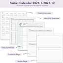 4 x Pocket Calendar 2026-2027 for Purse, Small Pocket Planner 2026-2027 for Purse 3.56.5In,24 Month Organizer from Jan 2026- December 2027 Mini Planner with Pvc Cover for Organizing & Planning (Flower)