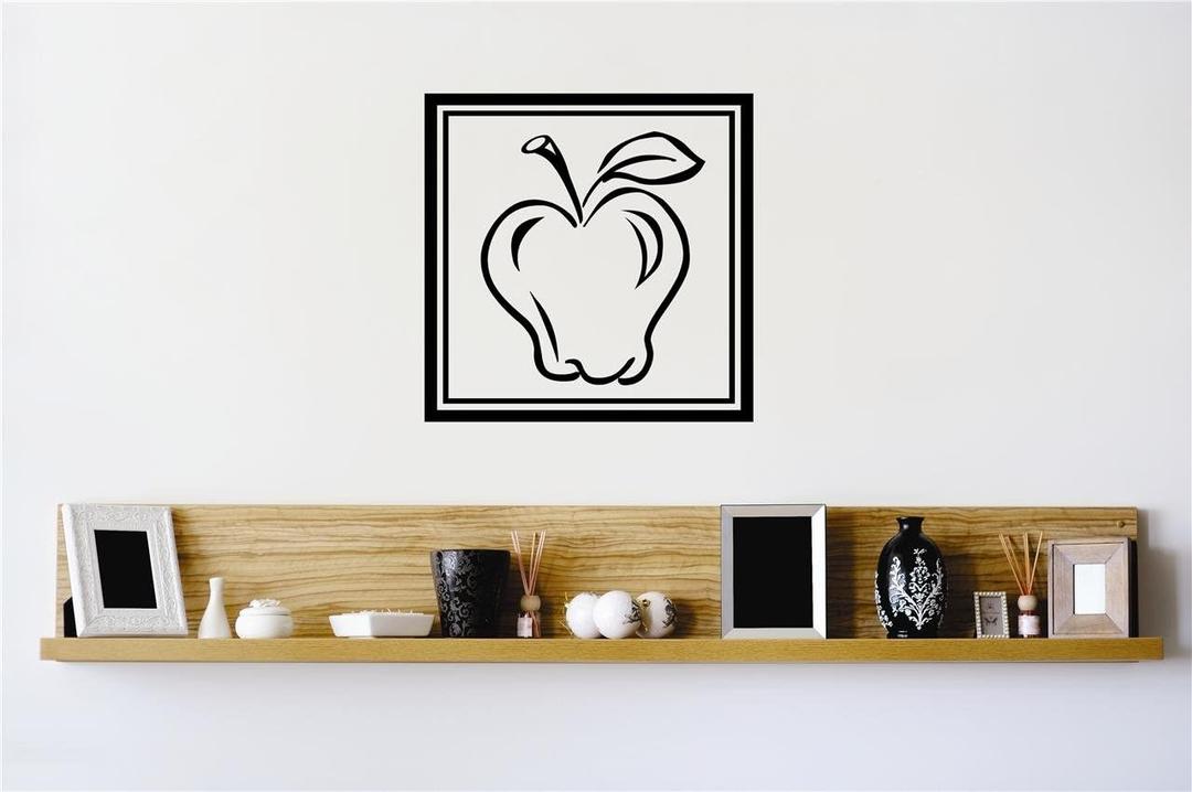 Design With Vinyl Wall Decal Apple Fruit with Leaf Bedroom Stickers Room Decoration - Size: 17 Inch X 17 Inch (Black)