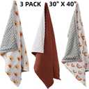 3 Pack Soft Boho Baby Gender Neutral Blankets for Newborn Baby Girls or Boys Unisex Nursery Toddler Baby Throw Blanket Double Layer Blankets with Dotted Backing Sun Rainbow Printed (Boho)