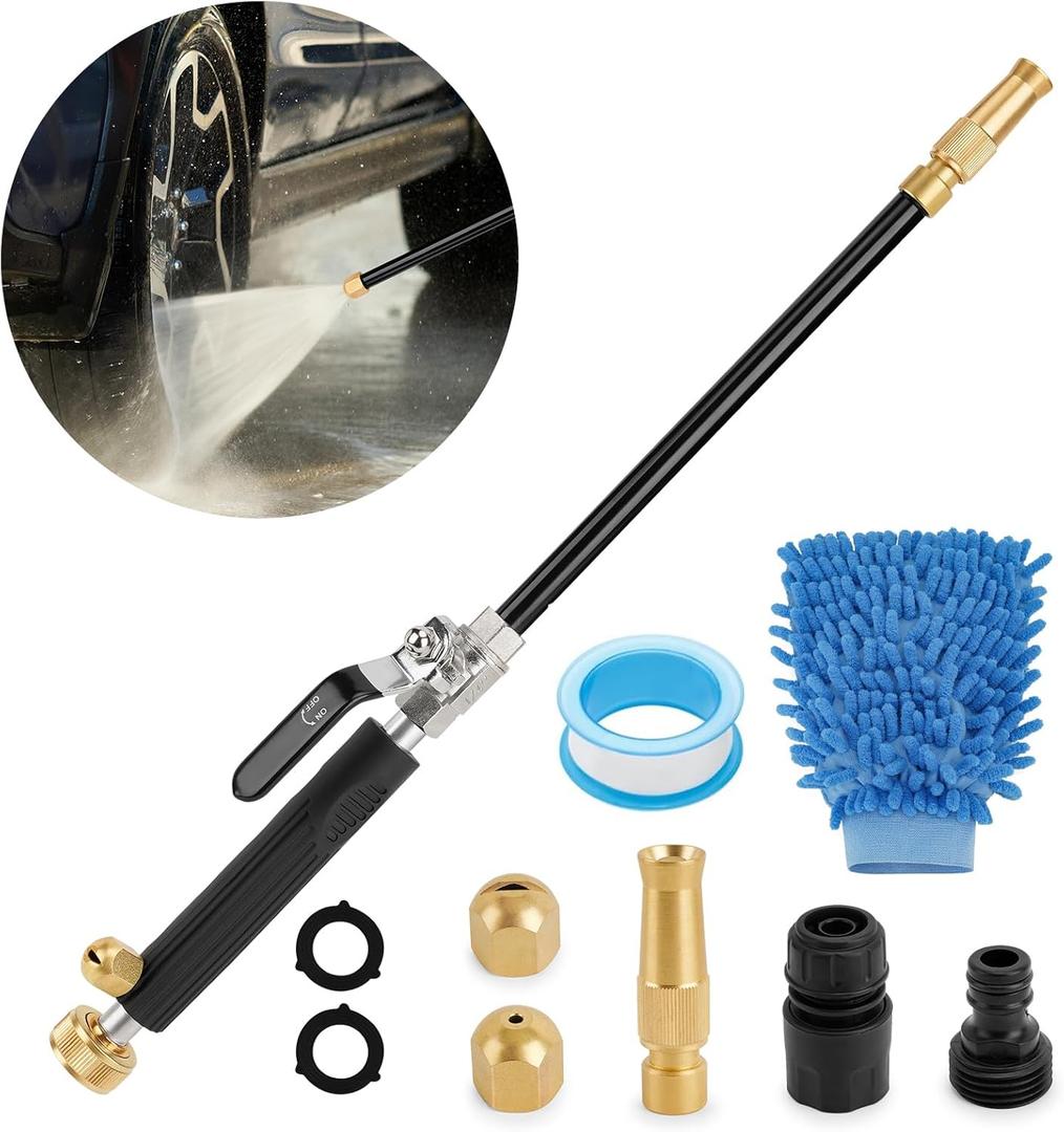 Upgraded Jet Nozzle for Garden Hose Power Washer Wand Hydro Jet High Pressure Washer Tools with 2 Different Nozzles and Hose Quick Connectors