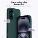 ORNARTO Compatible with iPhone 16 Plus Case 6.7, Slim Liquid Silicone 3 Layers Full Covered Soft Gel Rubber Phone Case Protective Cover 6.7 Inch, Olive Green