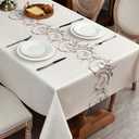 Zobesta Vinyl Tablecloths for Rectangle Tables 55 x 70 Inch, Waterproof Outdoor Tablecloth Vinyl Table Cloth Rectangle Table for Kitchen, Party, Picnic, Outdoor (Flower-A)