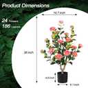 Artificial Camellia Tree 2 Pack - Realistic Camellia Plants in Pot with Pink Flowers, Lifelike Faux Greenery for Living Room, Patio, or Wedding,Pink