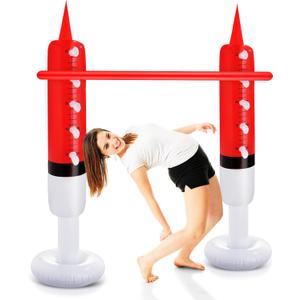 ShinyRelief Syringe Inflatable Limbo Game Halloween Party Carnival Game Fun Limbo Party Stick Fake Injector Inflatable Decoration Enhance Family Bonding for Adult Backyard Lawn Indoor Outdoor