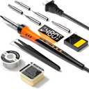 90W 110V LCD Soldering Iron, Soldering Iron Kit, 10-in-1 Soldering gun Tool, 5 Soldering Iron Tips, Solder Wire, Solder Paste, Adjustable Temperature Range 180-480C (Digital Display)
