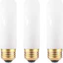 40W Equivalent Milky T10 LED Bulb, Deep Frosted Dimmable T30 Invisible Filament Edison Light Bulb, Soft Warm 2700K, 4 Watt E26 Standard Base Tubular LED Bulbs for Chandelier Piano Cabinet Lamp, 3 Pack