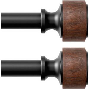 Wood Curtain Rods for Windows 48 to 84 Inch, 1 Diameter Decorative Drapery Rod with Imitation Wood Grain Finials, Adjustable Heavy Duty Curtain Rod, Indoor/Outdoor Modern Curtains Rods,30-88,2 Pack