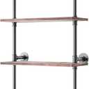 Yuanshikj 4 Tier Industrial Pipe Solid Wood Ladder Shelf/Shevles/Shelving Bookshelf/Bookcase Metal Iron Planks Rustic Wall Mounted for Living Room Decor Storage (4 Tier with 24" Solid Wood)