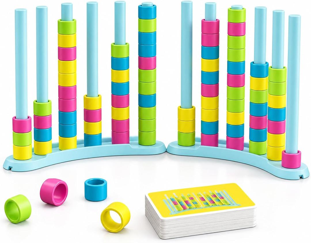 iuuoi Color Matching Challenge Game 2 Pack Fast Pattern Color Sorting & Stacking Toys, Fun Family Board Game for Kids & Adults, 2 Player Birthday Gift for Boys & Girls, Sensory Toys for Autism